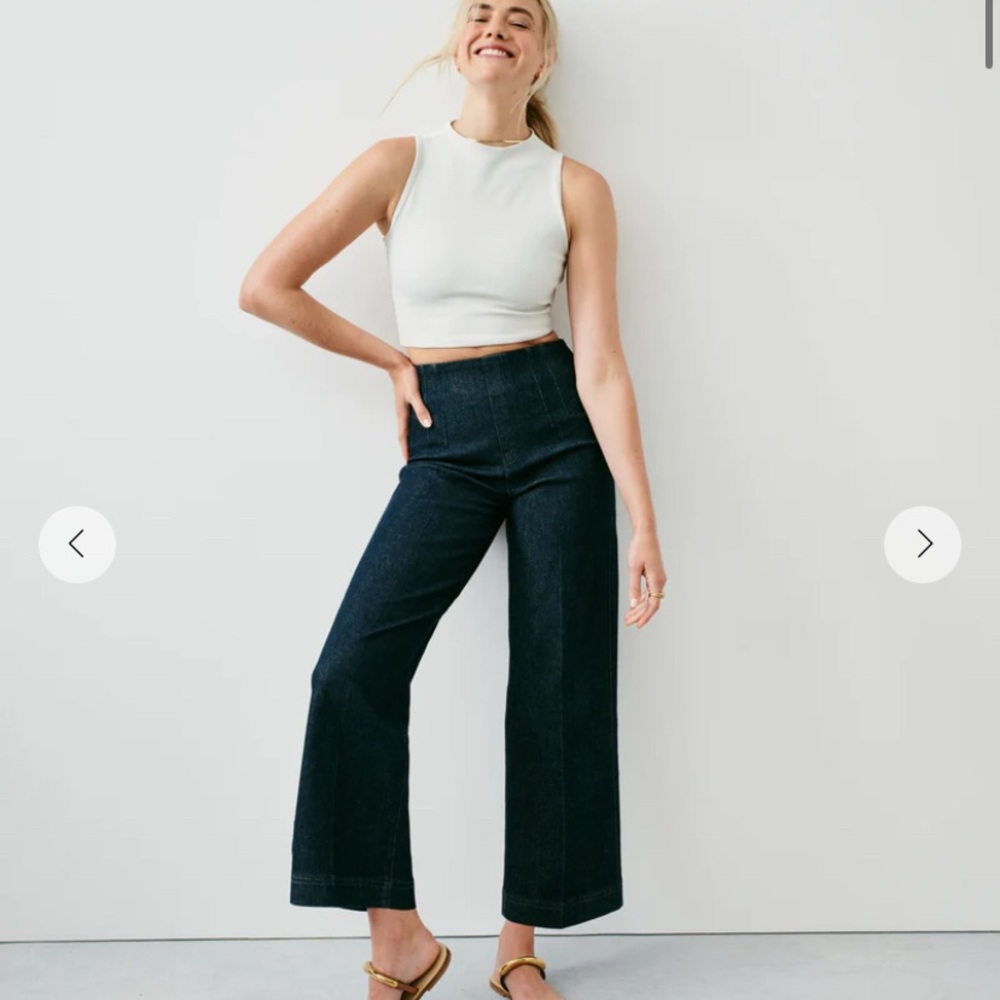 Spanx Zero Waistband Cropped Wide Leg Jeans